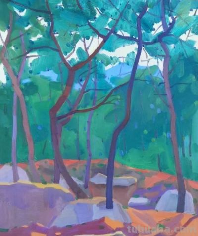 闫育帅·油画丨橙红青绿织就山野烟火，在块面笔触间留存齐鲁清风 - 图画吧TUHUABA