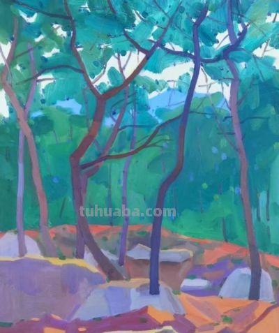 闫育帅·油画丨橙红青绿织就山野烟火，在块面笔触间留存齐鲁清风 - 图画吧TUHUABA