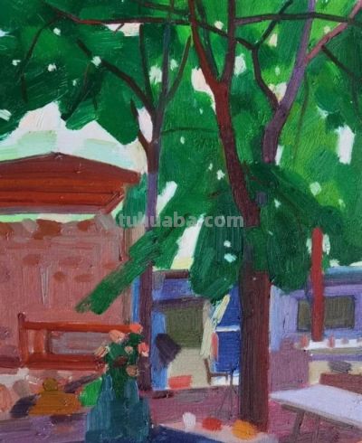 闫育帅·油画丨橙红青绿织就山野烟火，在块面笔触间留存齐鲁清风 - 图画吧TUHUABA