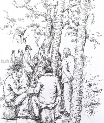 福州街头“速写爷爷”火了！12年画满万张钢笔画 - 图画吧TUHUABA