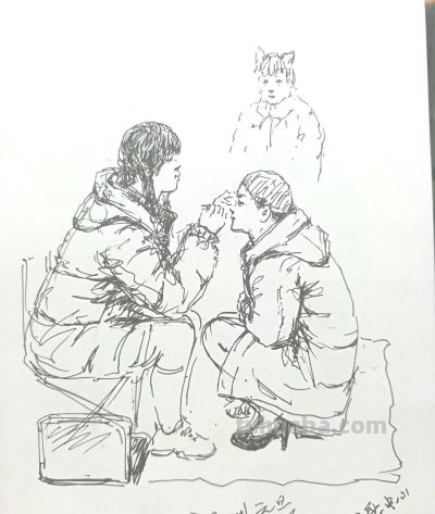 福州街头“速写爷爷”火了！12年画满万张钢笔画 - 图画吧TUHUABA