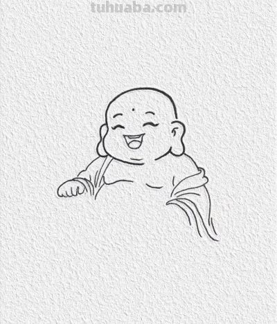 笑口常开慈眉目 欢喜满人间丨记忆简笔画笑颜常开弥勒佛 - 图画吧TUHUABA