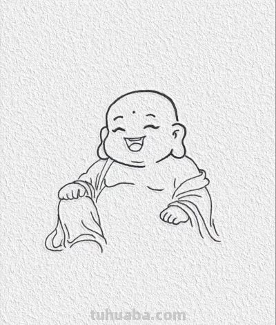 笑口常开慈眉目 欢喜满人间丨记忆简笔画笑颜常开弥勒佛 - 图画吧TUHUABA