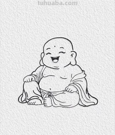 笑口常开慈眉目 欢喜满人间丨记忆简笔画笑颜常开弥勒佛 - 图画吧TUHUABA