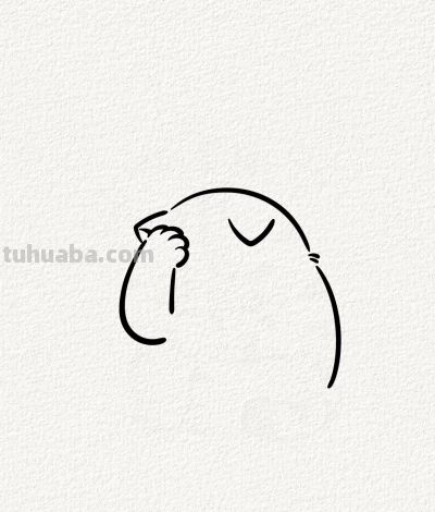 懊恼的小猫丨涂鸦简笔画分享 - 图画吧TUHUABA