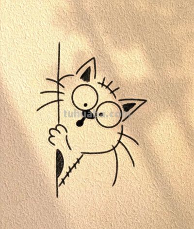 简笔画 探头探脑萌猫藏 寻你捉迷藏丨小白爱画画分享 - 今日头条