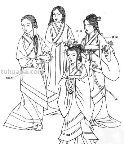 中国古代服饰线描画谱 - 图画吧TUHUABA