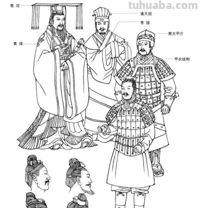中国古代服饰线描画谱 - 图画吧TUHUABA