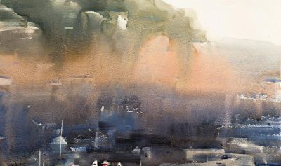 李利民水彩画，湿润淋漓的水色叠加与干涩有力的笔触对比 - 图画吧TUHUABA