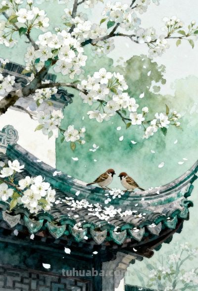 中式庭院水彩画赏 - 图画吧TUHUABA