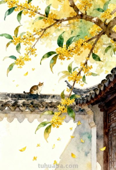 中式庭院水彩画赏 - 图画吧TUHUABA