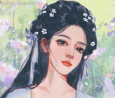 水彩与古风的神仙碰撞！细腻绘出的美人，像浸在旧时光里的绸缎 - 图画吧TUHUABA