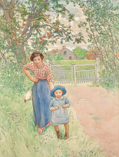 田园诗般的生活｜瑞典画家卡尔·拉尔森水彩画欣赏 ​ - 图画吧TUHUABA