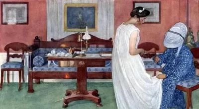 田园诗般的生活｜瑞典画家卡尔·拉尔森水彩画欣赏 ​ - 图画吧TUHUABA