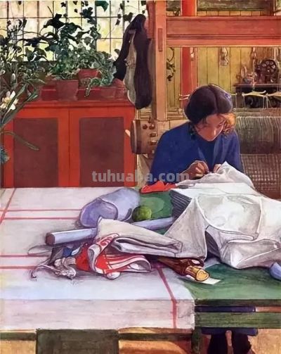 田园诗般的生活｜瑞典画家卡尔·拉尔森水彩画欣赏 ​ - 图画吧TUHUABA