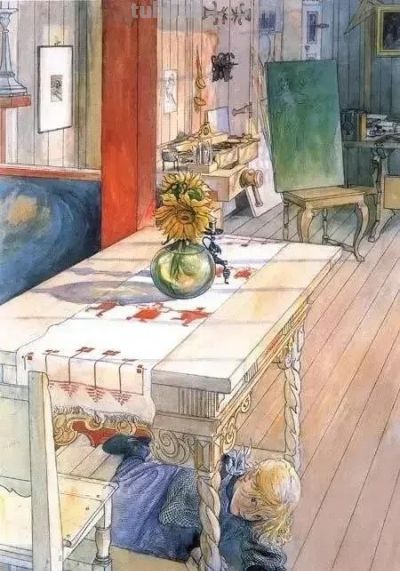 田园诗般的生活｜瑞典画家卡尔·拉尔森水彩画欣赏 ​ - 图画吧TUHUABA