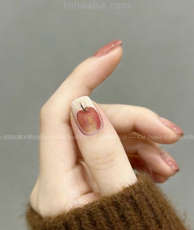 苹果汽水🍎把豆沙橘粉画成会流动的水彩画 - 图画吧TUHUABA