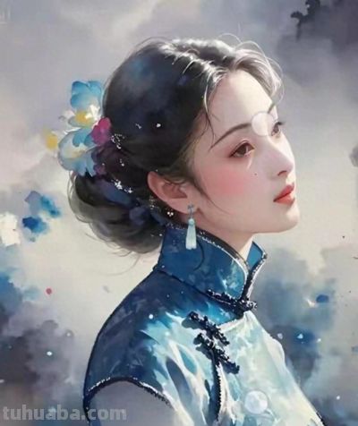 水彩画：国风美女 - 图画吧TUHUABA