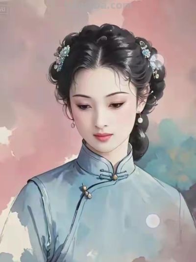 水彩画：国风美女 - 图画吧TUHUABA
