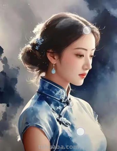 水彩画：国风美女 - 图画吧TUHUABA