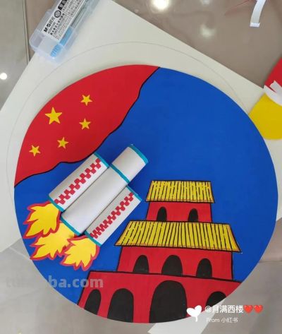 国庆75周年美术作品欣赏，手工制作、少儿创意画、手抄报一篇集合 - 图画吧TUHUABA