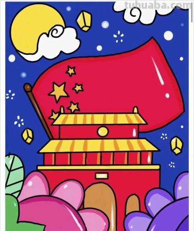 国庆75周年美术作品欣赏，手工制作、少儿创意画、手抄报一篇集合 - 图画吧TUHUABA