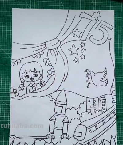 国庆75周年美术作品欣赏，手工制作、少儿创意画、手抄报一篇集合 - 图画吧TUHUABA
