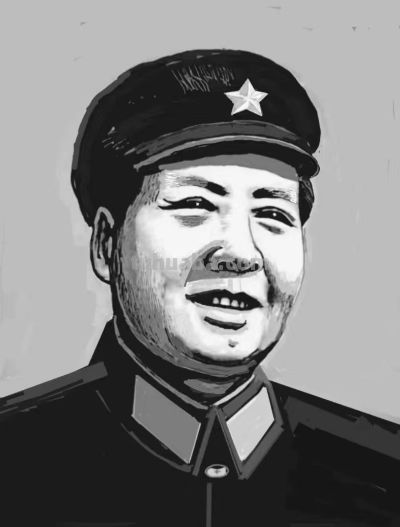 刘波素描 |《毛主席像》——纪念毛泽东主席诞辰130周年 作者： 刘波 - 图画吧TUHUABA