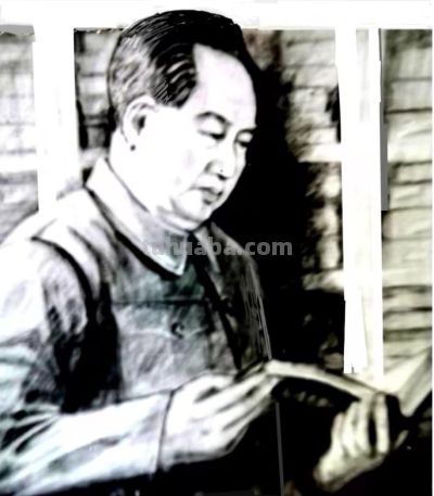 刘波素描 |《毛主席像》——纪念毛泽东主席诞辰130周年 作者： 刘波 - 图画吧TUHUABA
