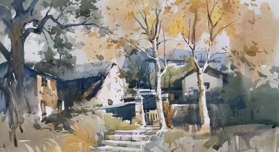 风景水彩画冯信群写生作品欣赏 - 图画吧TUHUABA