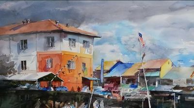 风景水彩画冯信群写生作品欣赏 - 图画吧TUHUABA