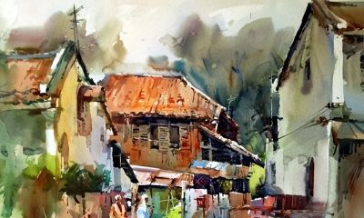 风景水彩画冯信群写生作品欣赏 - 图画吧TUHUABA