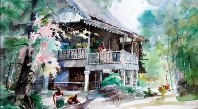 风景水彩画冯信群写生作品欣赏 - 图画吧TUHUABA