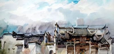 风景水彩画冯信群写生作品欣赏 - 图画吧TUHUABA