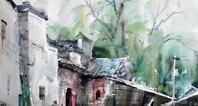 风景水彩画冯信群写生作品欣赏 - 图画吧TUHUABA