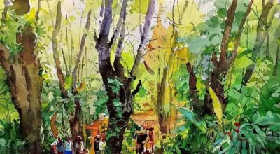 风景水彩画冯信群写生作品欣赏 - 图画吧TUHUABA