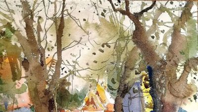 风景水彩画冯信群写生作品欣赏 - 图画吧TUHUABA