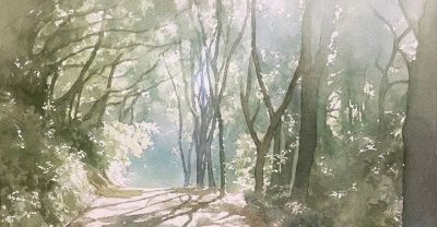 水彩画风格的照片式水彩风景。 - 图画吧TUHUABA