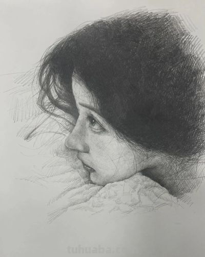 很有氛围感的自动铅笔素描 - 图画吧TUHUABA