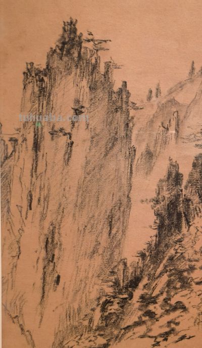 刘海粟速写作品《黄山石笋矼》。看看民国大师速写功底！ - 图画吧TUHUABA