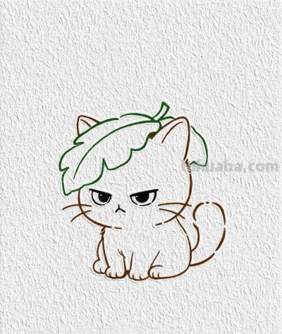 你也会画，可爱的卡通猫咪简笔画 - 图画吧TUHUABA