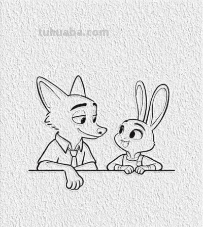 卡通｜朱迪和尼克｜可爱的手绘简笔画 - 图画吧TUHUABA