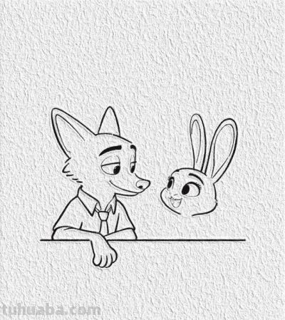 卡通｜朱迪和尼克｜可爱的手绘简笔画 - 图画吧TUHUABA