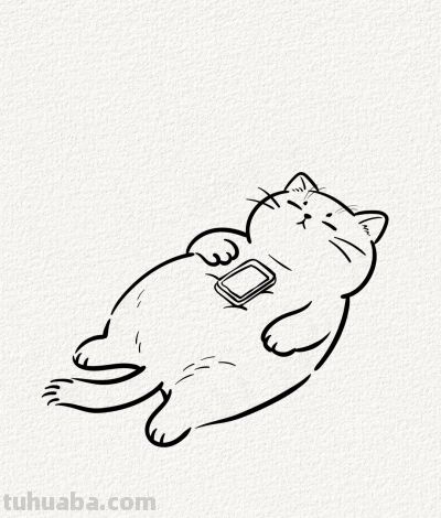 周日小猫困乎乎 打个盹儿休息一下丨涂鸦简笔画分享 - 图画吧TUHUABA