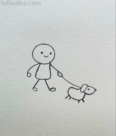 轻简线条溜小狗 快乐陪伴身边美好生活丨小林简笔画分享 - 图画吧TUHUABA