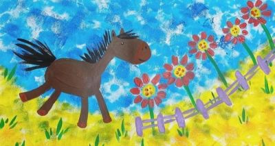 少儿创意水彩画教程｜奔跑的马儿 - 图画吧TUHUABA