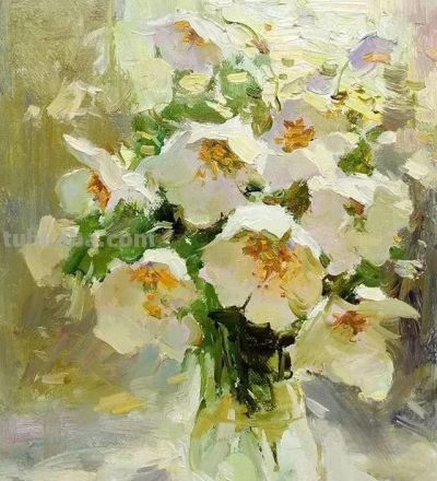 唯美意境花卉风景油画｜当代画家塔莱贝克·穆瑟曼库洛夫作品欣赏 - 图画吧TUHUABA