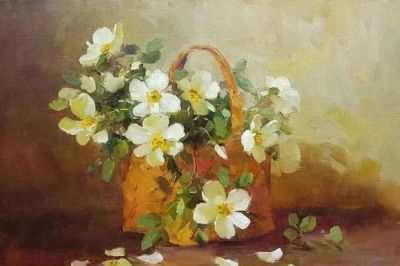 唯美意境花卉风景油画｜当代画家塔莱贝克·穆瑟曼库洛夫作品欣赏 - 图画吧TUHUABA