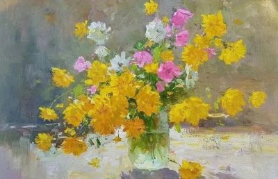 唯美意境花卉风景油画｜当代画家塔莱贝克·穆瑟曼库洛夫作品欣赏 - 图画吧TUHUABA