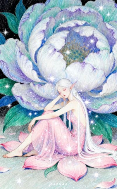 花下仙娥闭目凝思 清辉绕身 仙气盈然丨雪糕Ai画画花精灵插画分享 - 今日头条